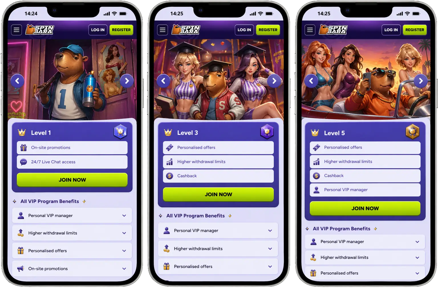 SpinBara VIP program with tiered loyalty rewards